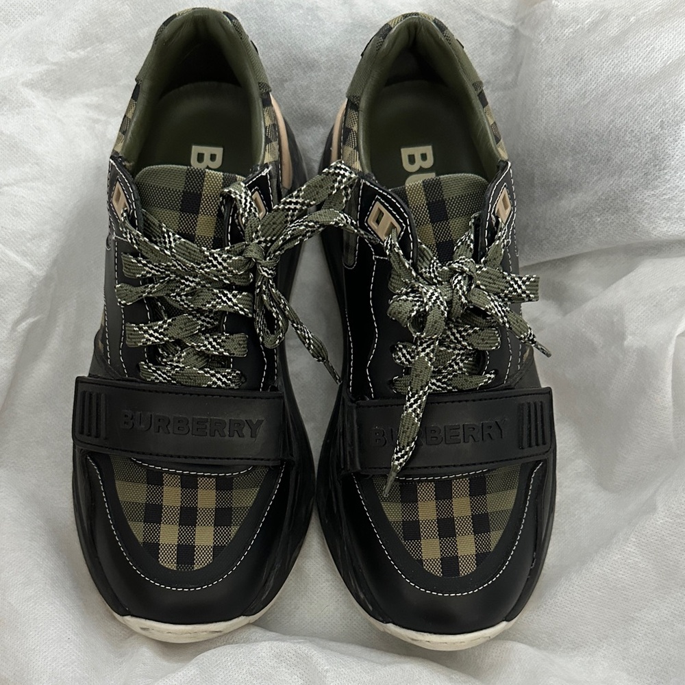 Burberry Black and Olive Check Sneakers